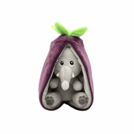Peluche 2 en 1 réversible "Velvet L'Eléphant Aubergine