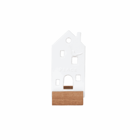 Photophore Maison "Maison de la Paix" sur socle en bois