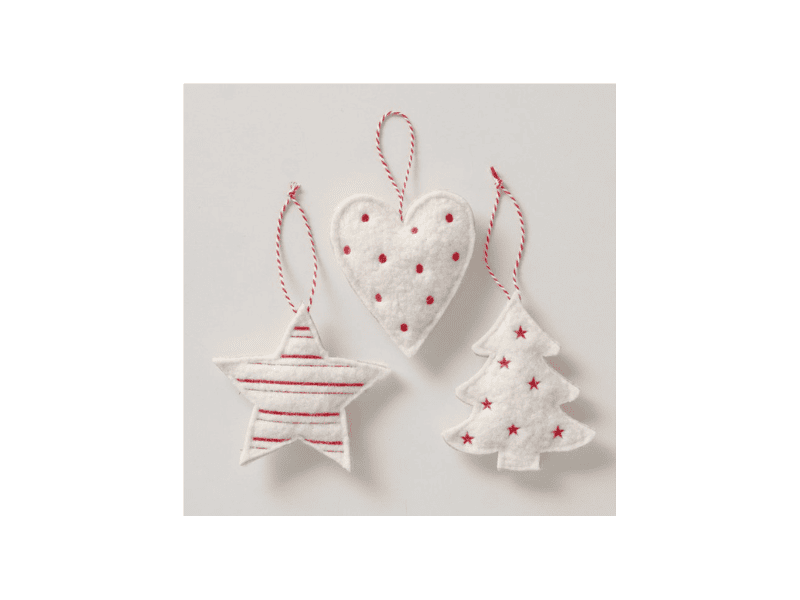 Set de 3 ornement à suspendre en tissu